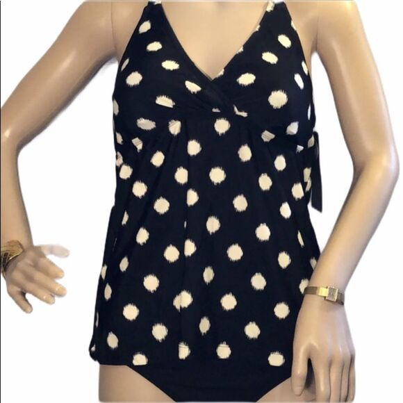 Mossimo Black Polka Dot Padded Tankini Top New With Tags Medium - Picture 1 of 10